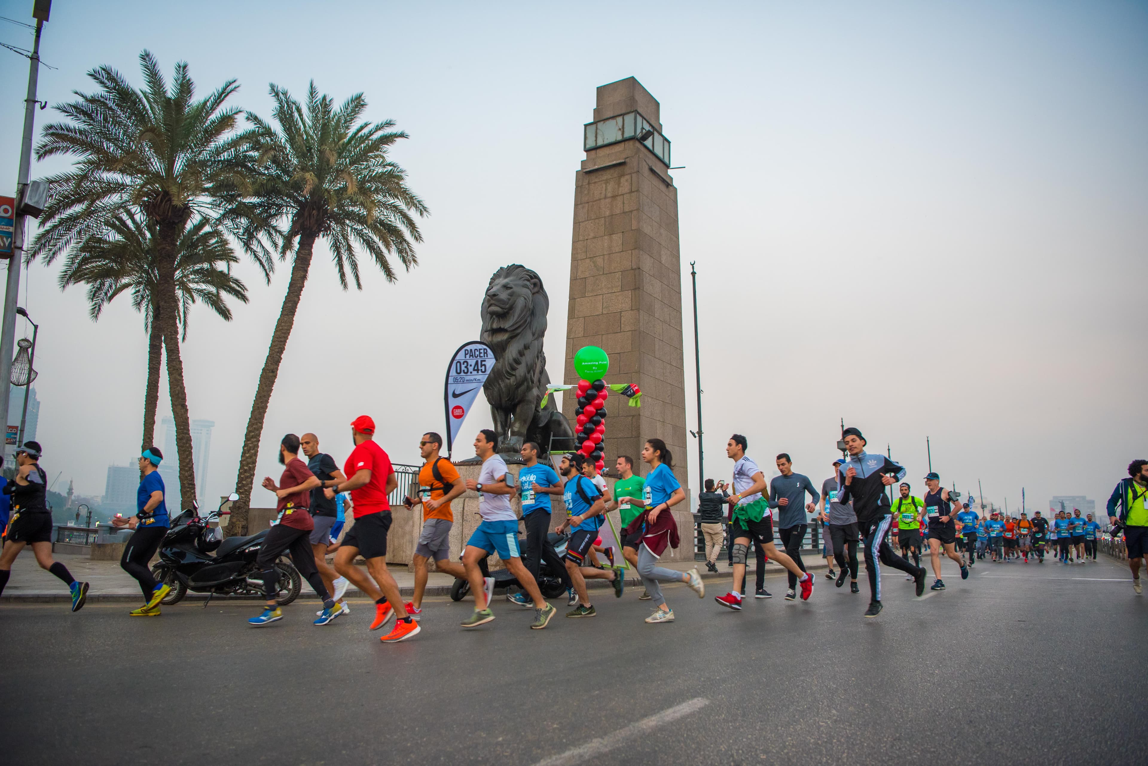 Marathon runners in action